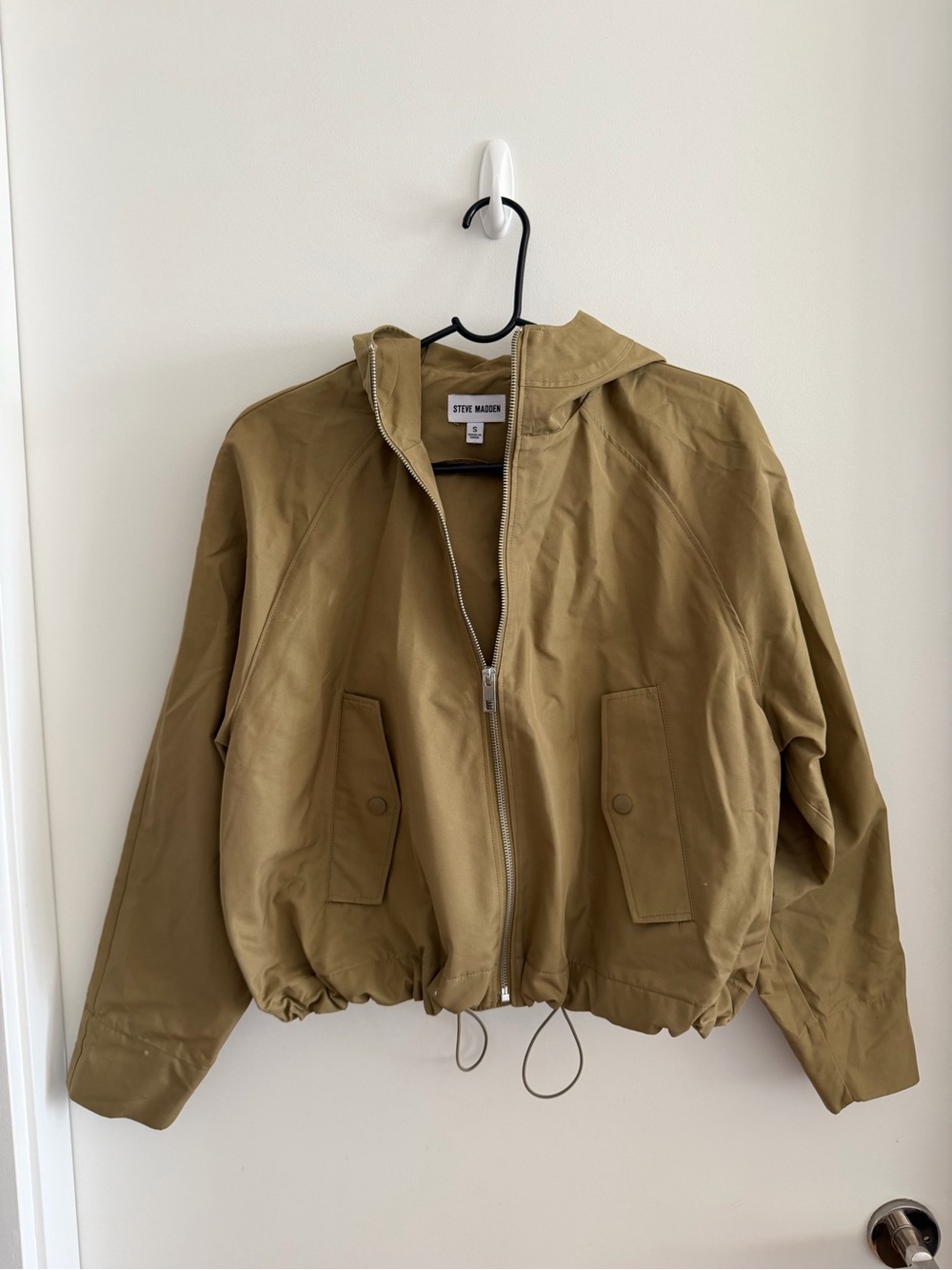 Steve Madden Olive Khaki Hooded Zip Bomber Jacket